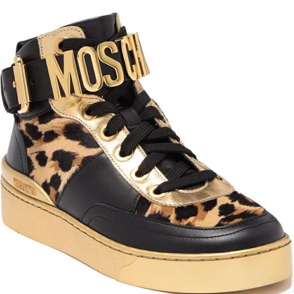 Moschino genuine calf hair detail basket sneaker size 7 new - Picture 6 of 16